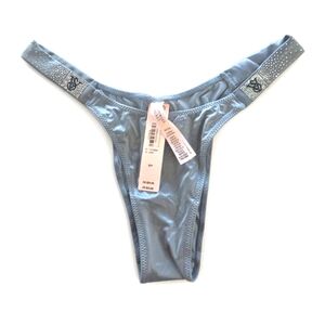 NWT Victoria's Secret Grey Brazilian with Rhinestone BLING Accents Size S